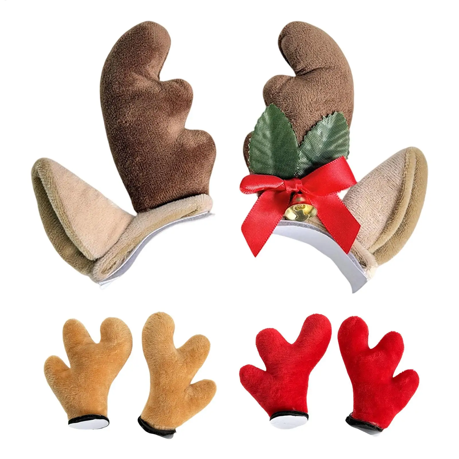 Reindeer Ears Helmet Attachment 1 Pair Holiday Adhesive Ornament Bike Helmet Christmas Reindeer Antler for Riding Road Trips