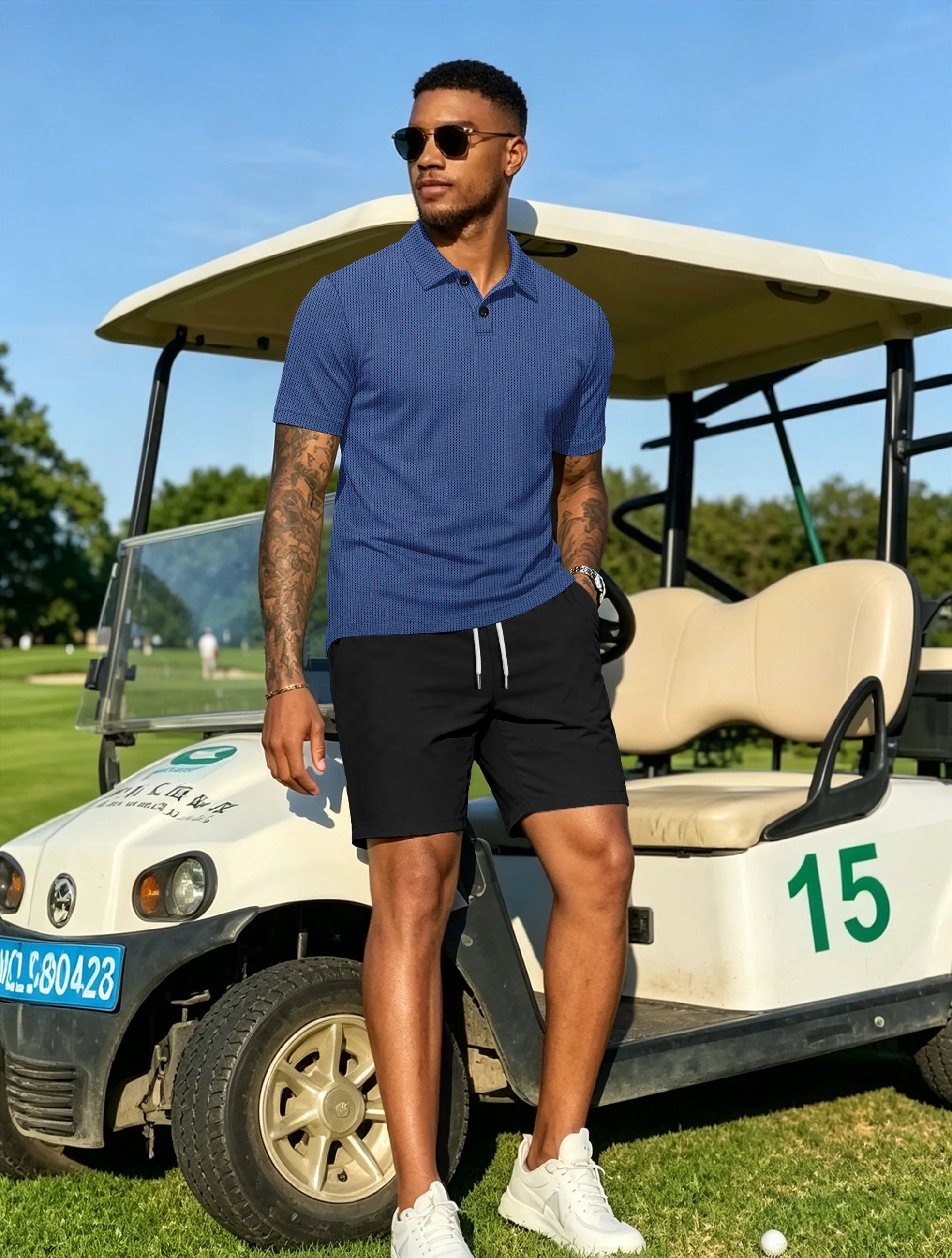 2026 New Men's Spring Summer casual daily Shorts Set outdoor travel lapel short-sleeved Shirt drawstring Shorts two-piece Set view 5