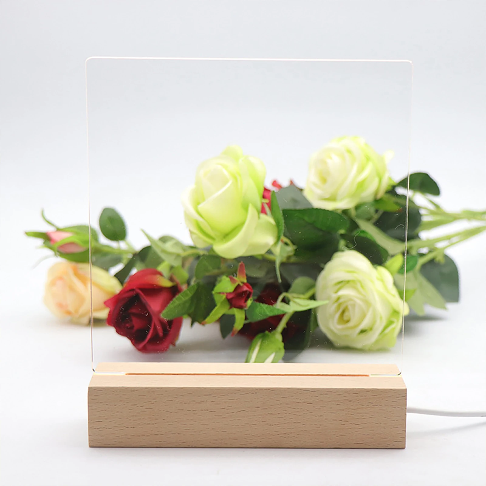 

LED Wood Display Base Creative Rectangle Crystal USB Lighted Stand for Resin Art Acrylic Light Plate Stand Craft