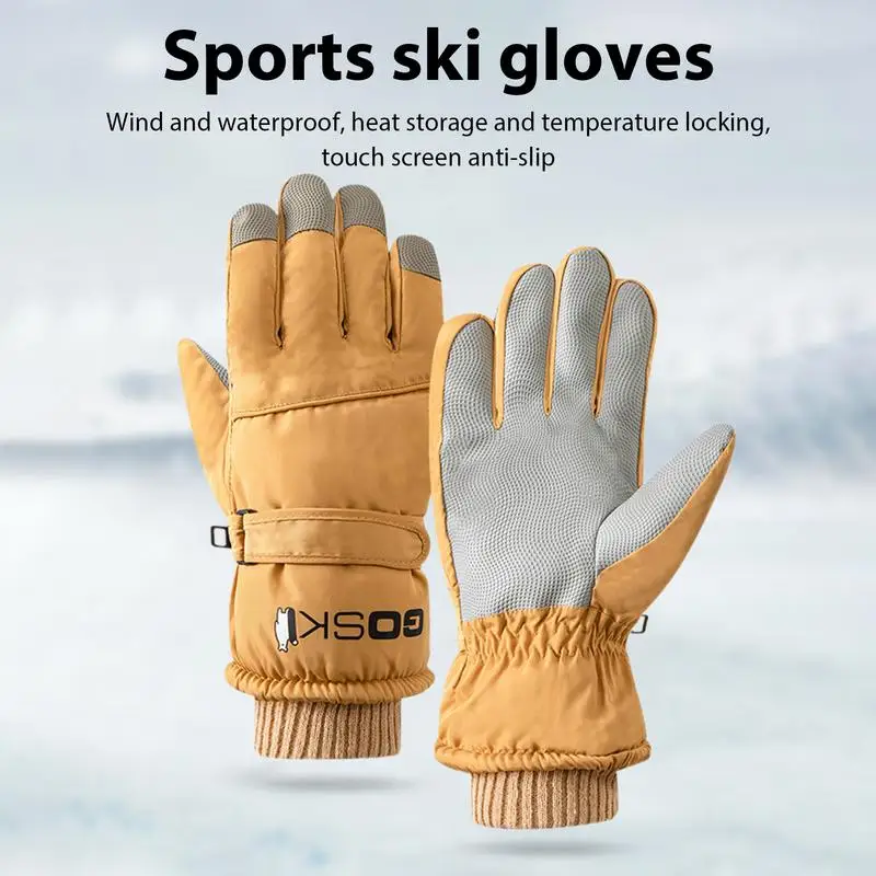 Guantes de esquí de Snowboard de invierno a prueba de viento, guantes de nieve cálidos, guantes de nieve delgados, impermeables, guantes de nieve