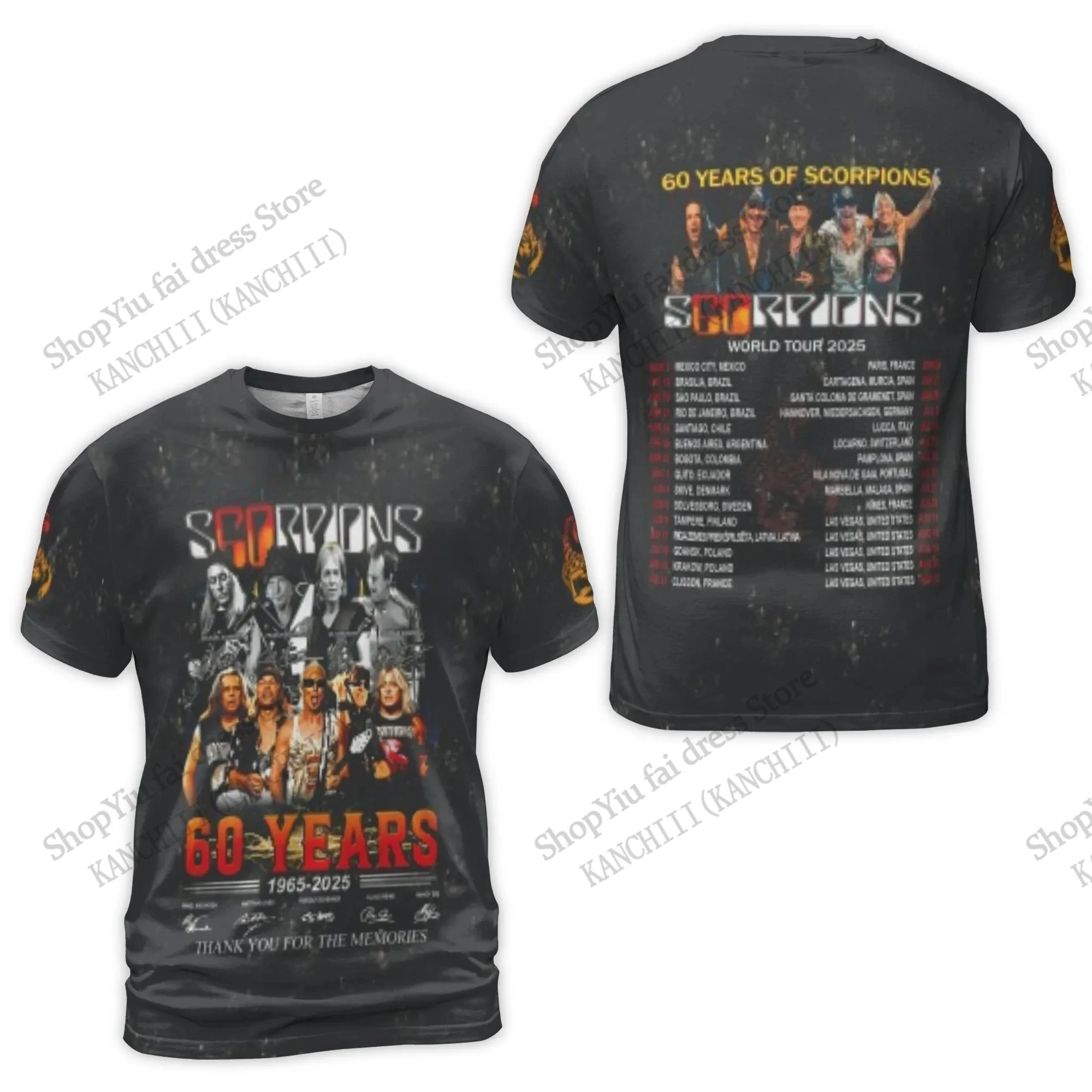 Vintage Rock Band Scorpions 60YEAR 3D Print T-shirt Men Women Fashion Hip Hop Oversized Short Sleeve Tops Tees Kids Clothing New