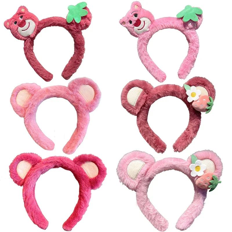 Strawberry Bear Headbands Girls Soft Fashion Style Ears Hairbands Women Toy Story Disney Plush Hair Accessories Kids Party Gifts