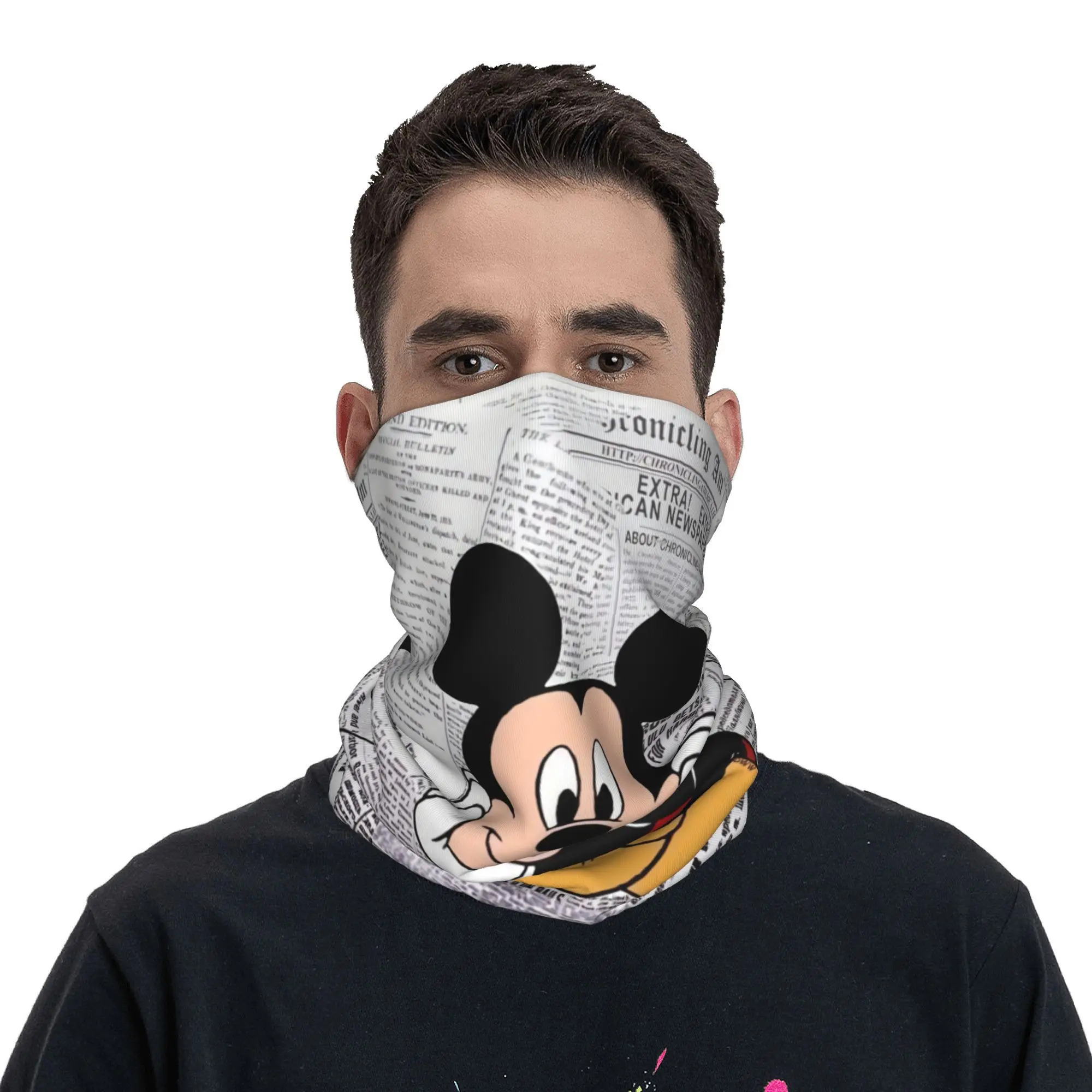 Aangepaste Mickey Mouse Bandana Winter nekwarmer Dames winddichte wrap gezichtssjaal voor ski Cartoon Gaiter hoofdband