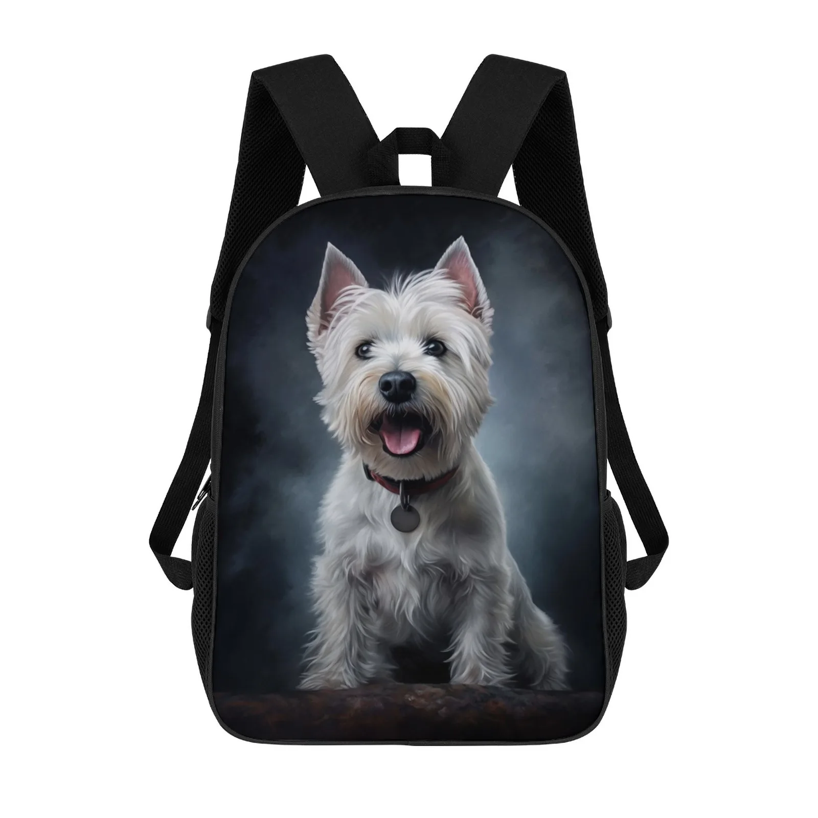 

West highland white terrie Mochilas Escolares Printed Zipper Backpack Book Bag University Bag Woman 17 Inch School Backpack Bag