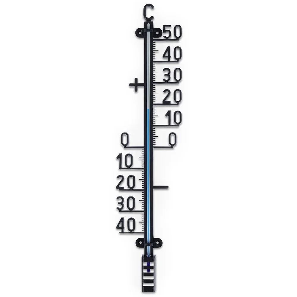 Buitenthermometer, zwart, 41 cm.