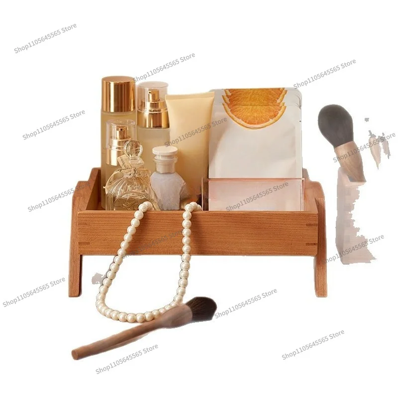 For Solid Wood Desktop Storage Tray, Cosmetics, Miscellaneous Items, Tea Utensils, Accessories, Sorting and Storage Rack