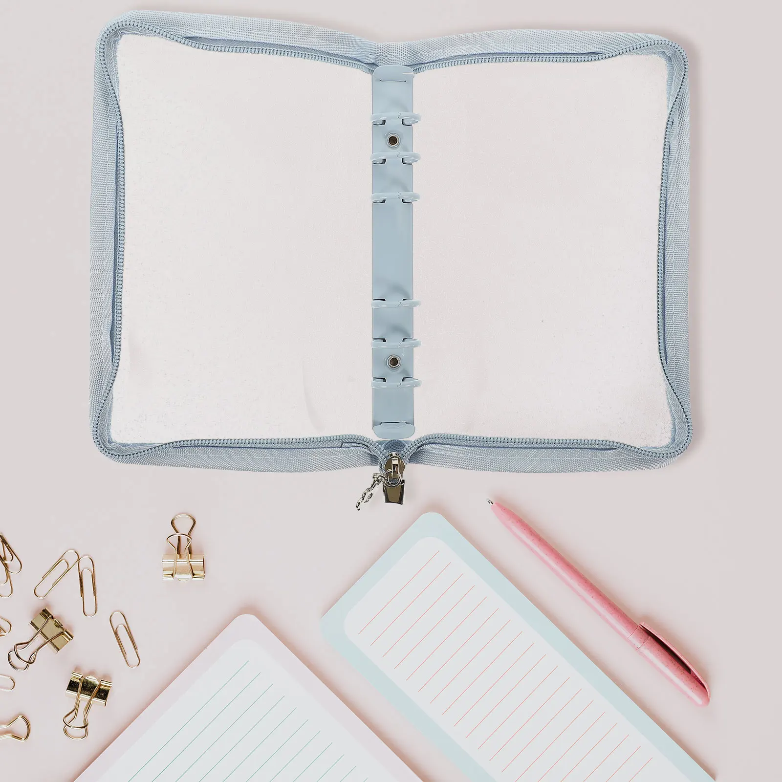 

Zipper Travel Notebooks PVC Diary Cover 6 Rings Binder Shell Aesthetic Loose Leaf Folder 6-Hole Easy Clean