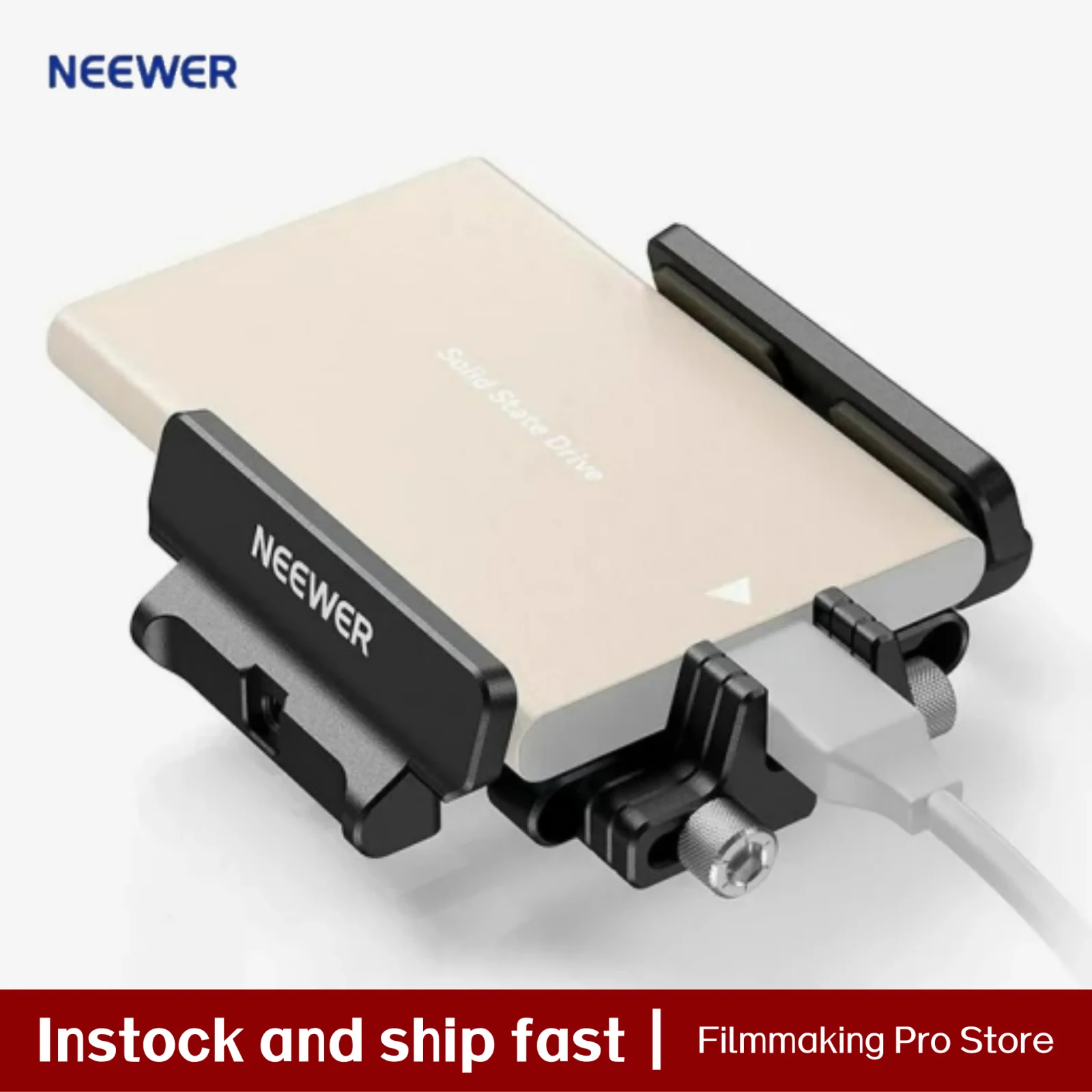 NEEWER Support de montage Support SSD avec serre-câble à chaussure froide, 1,6 "-2,6" pour Samsung T5 T7 SSD SanDisk Compatible avec SmallRig