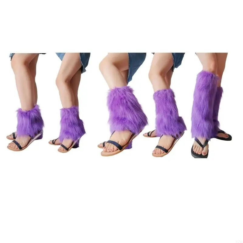 

N7YF Fuzzy Faux Furs Leg Warmer Furs Long Boot Cuffs Cover Carnivals Boot Cover