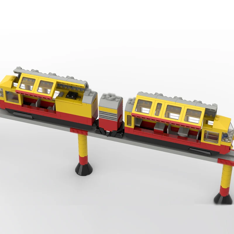 ชุดตัวต่อโมเดลรถไฟเมือง MOC รถไฟโมโนเรลขนส่งผู้โดยสารระหว่างเมือง เทคโนโลยีแบบโมดูลาร์ ของขวัญวันหยุดสำหรับเด็ก ชุดประกอบของเล่น