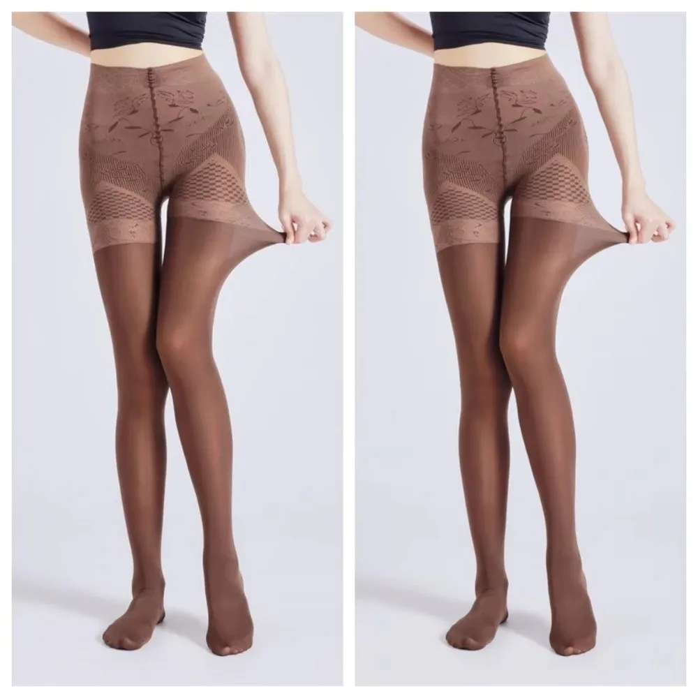 

New Warm Women Tights High Waist 120D Lined Pantyhose Female Stretchy 70KG Plus Size Slim Skinny Tights Autumn Winter
