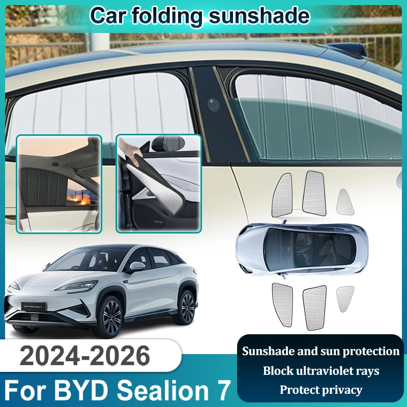 

Солнцезащитные шторки для автомобиля BYD Sealion 7 (2024, 2025, 2026) – полный комплект для лобового и боковых стекол, аксессуары, автоинструменты