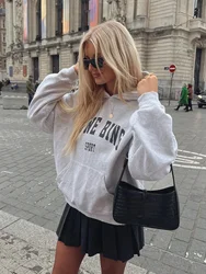 Letter Sport Hoodies Women Cotton Casual Winter Autumn Hooded Sweatshirt 2023 Fashion Streetwear SweatshirtsTops Oversized