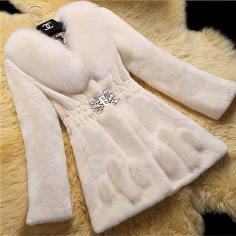 

2024 Autumn Winter Imitation Fur Coats Women Fur Collar Warm Long Slim Faux Fur Coat Womens Temperament Fashion Casual Jackets