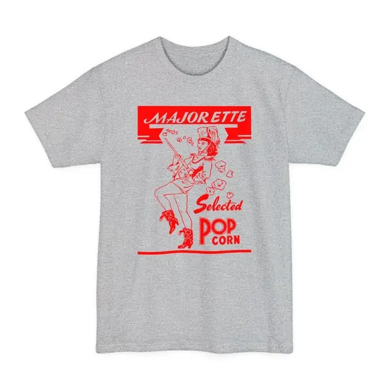 oversized majorette vintage popcorn bag logo in red unisex tall beefy T Shirt