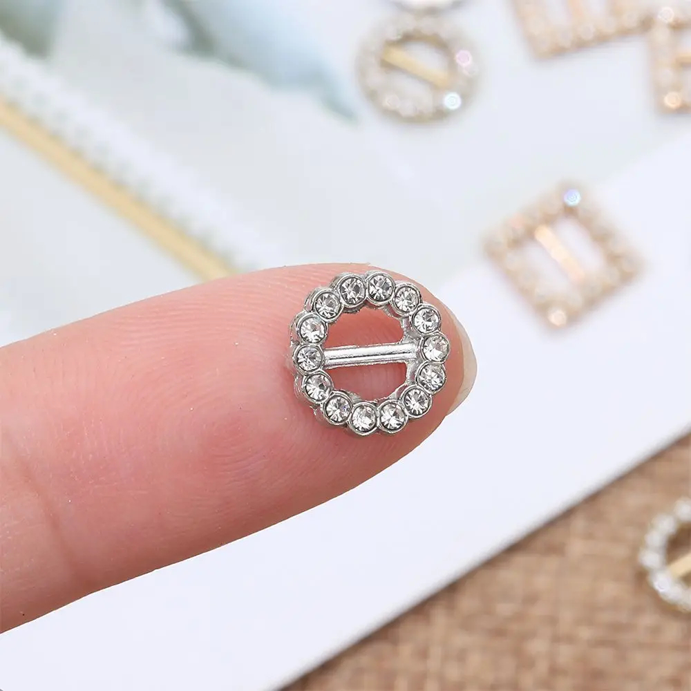 Newest Mini Ultra-small 4 colors Tri-glide Diamond Buckle Diy Dolls Buckles Round/Square Belt Buttons Doll Bags Accessories