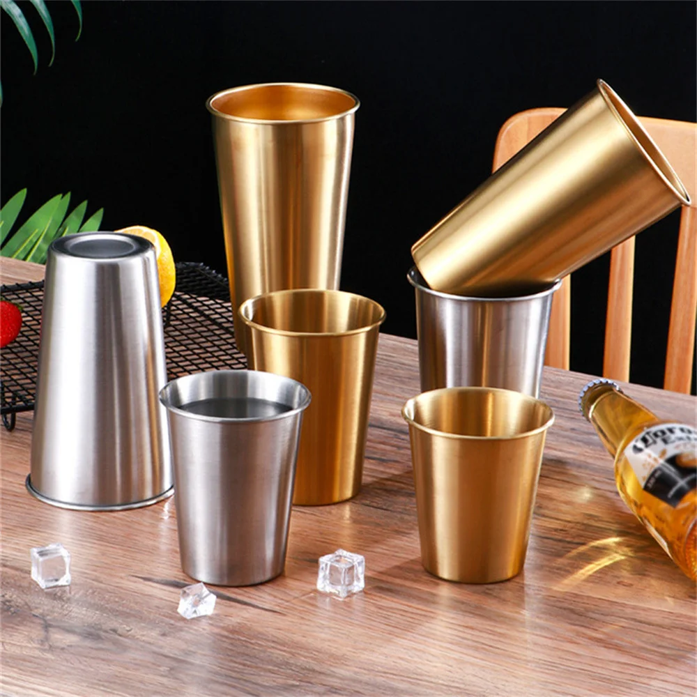 300/400/500/600ML Stainless Steel Metal Beer Cup Wine Cups Glasses Portable Drinkware Camping Mugs Outdoor Kitchen Accessories