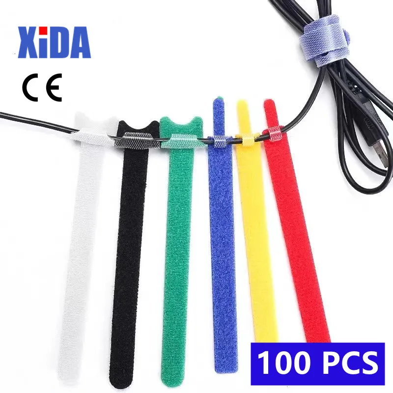 

100pcs Releasable Cable Ties Colored Plastics Reusable Cable ties Nylon Loop Wrap Zip Bundle Ties T-type Cable Tie Wire