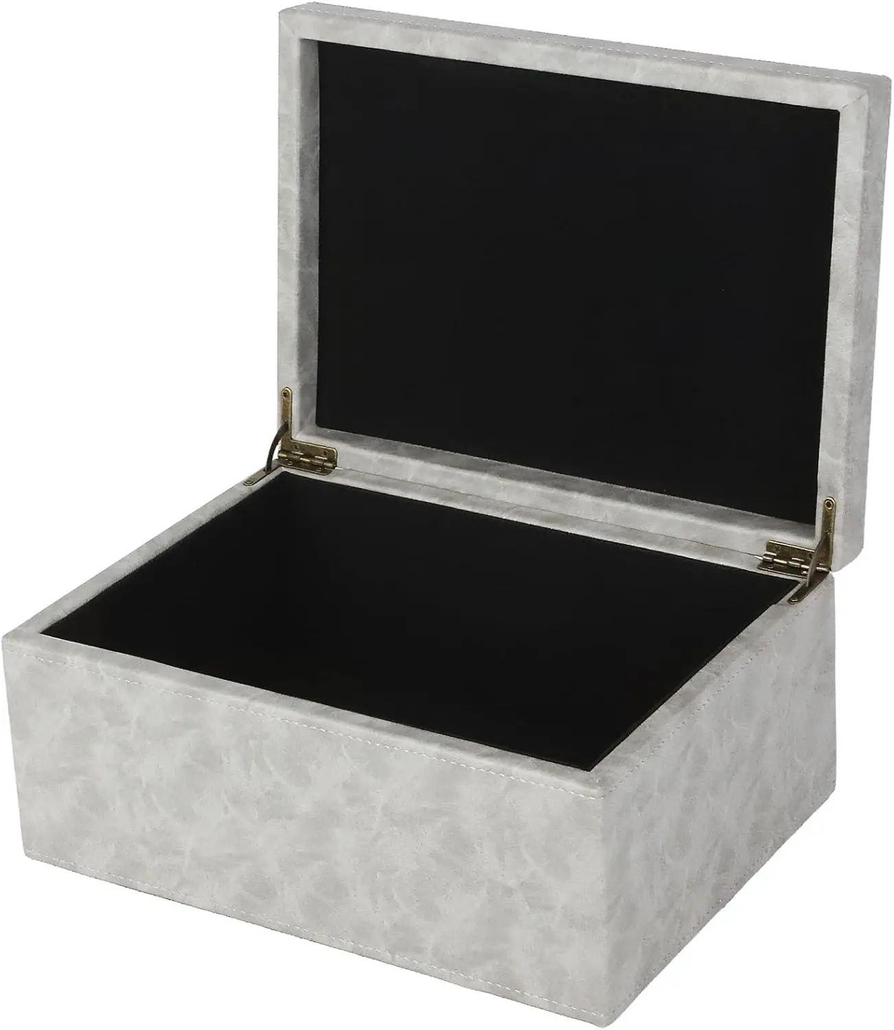 

Faux Leather Decorative Box, Large Wooden Structure Keepsake Box Accessory Organizer Jewelry Organizer with Hinged Lid, Stora