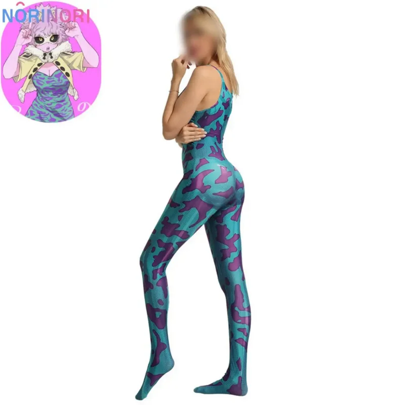 زي تنكري أنمي مينا من أكاديمية البطل للنساء ، حللا ضيقة ، شعر مستعار مثير ، طباعة ، كاواي ، مجموعة كرنفال هالوين