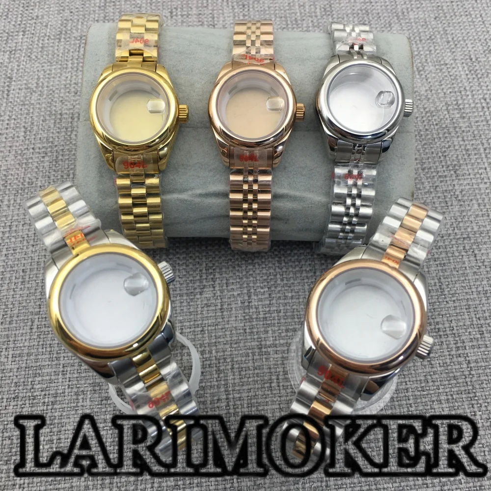 

LARIMOKER 28 мм корпус часов из нержавеющей стали, круглый безель, сапфировое стекло, стальной ремешок, подходит для NH05 NH06, механизм, женские детали часов