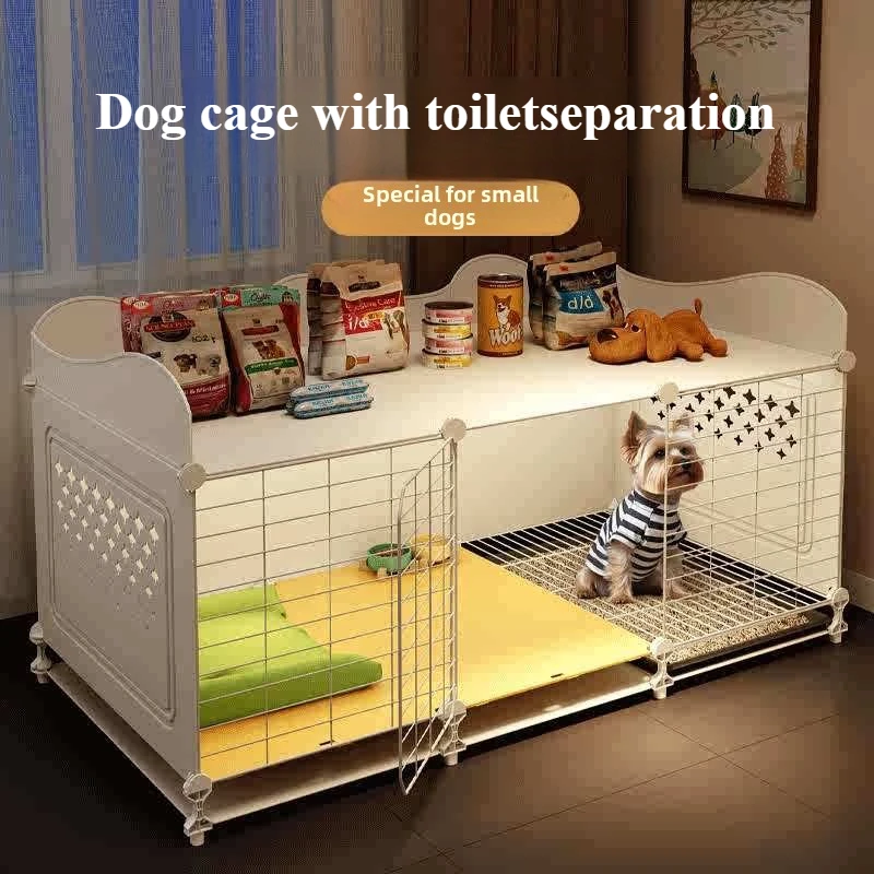 

Puppy Cage Small Dog with Iron Net Toilet Separation Area Kennel Pet Products Supplies Accessories Indoor Isolation Cage Mats
