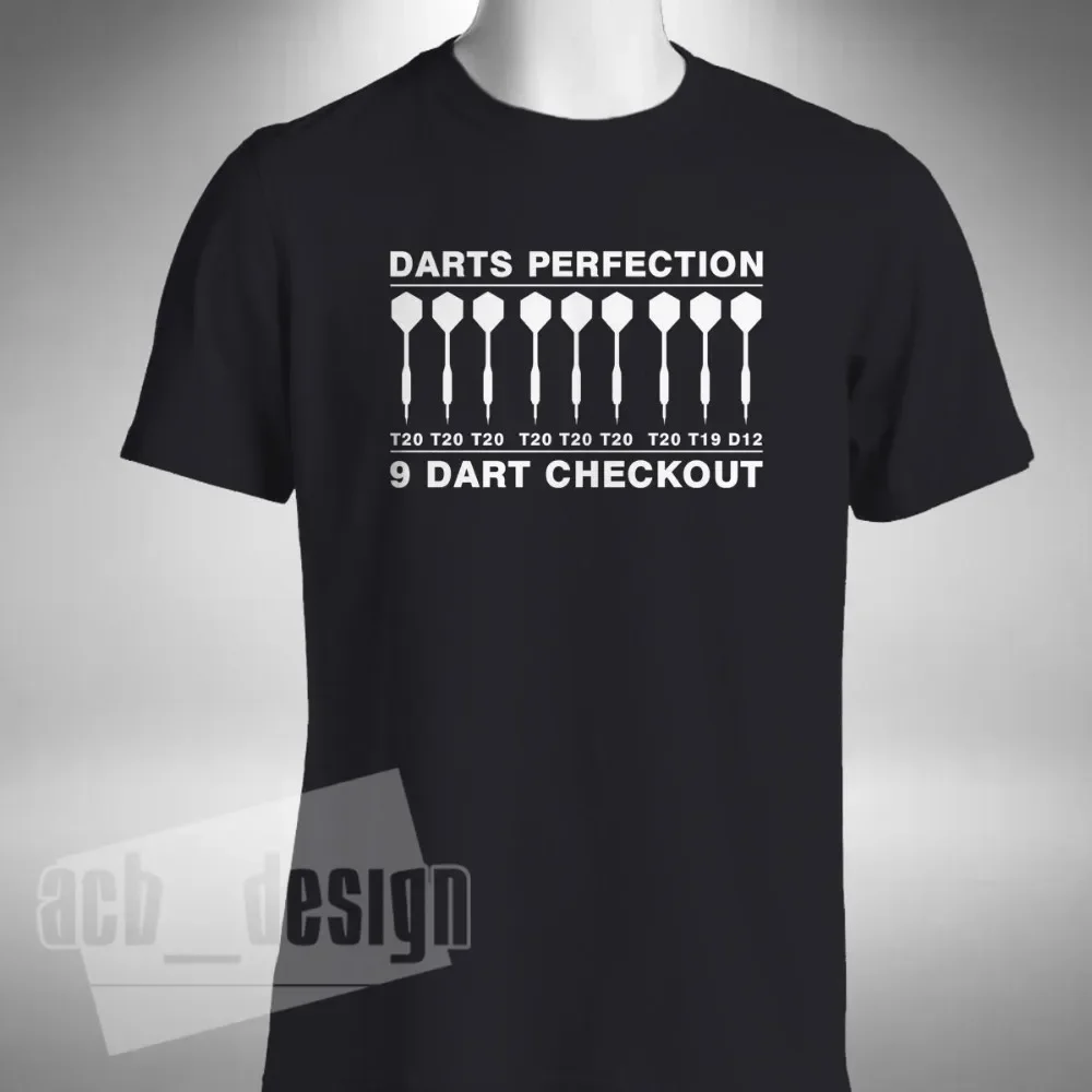 Darts T-Shirt Men'S 9 Dart Checkout Taylor Van Gerwen Anderson Wright Lewis Wade 2019 Fashion Summer Street Wear Shirt