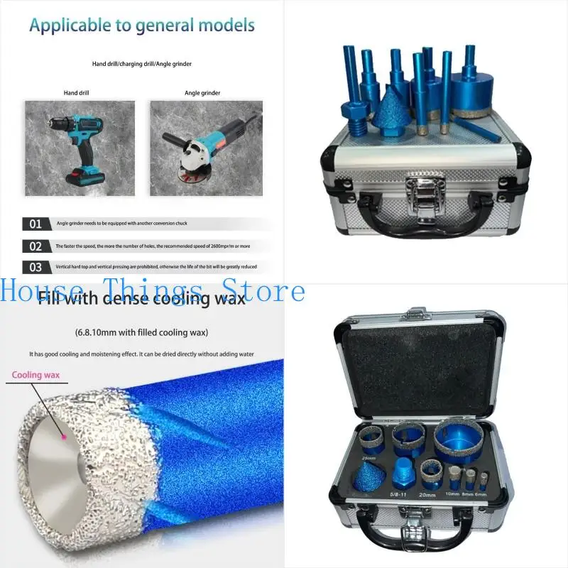 

652F 9Pcs Diamond Hole Drilling Bits Milling Tile Ceramic Grinder