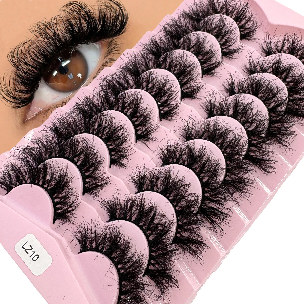 Hbzgtlad novo 9 pares de cílios falsos de vison fofos cílios postiços volume grosso dramático olho de gato cílios tira longa pacote de cílios finos