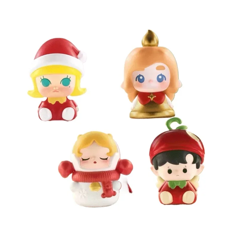 Pop Bean Christmas Party Series Мини-куклы Kawaii Аниме Фигурки Настольная модель Симпатичные Labubu Dimoo Sp Детская подарочная коллекция игрушек