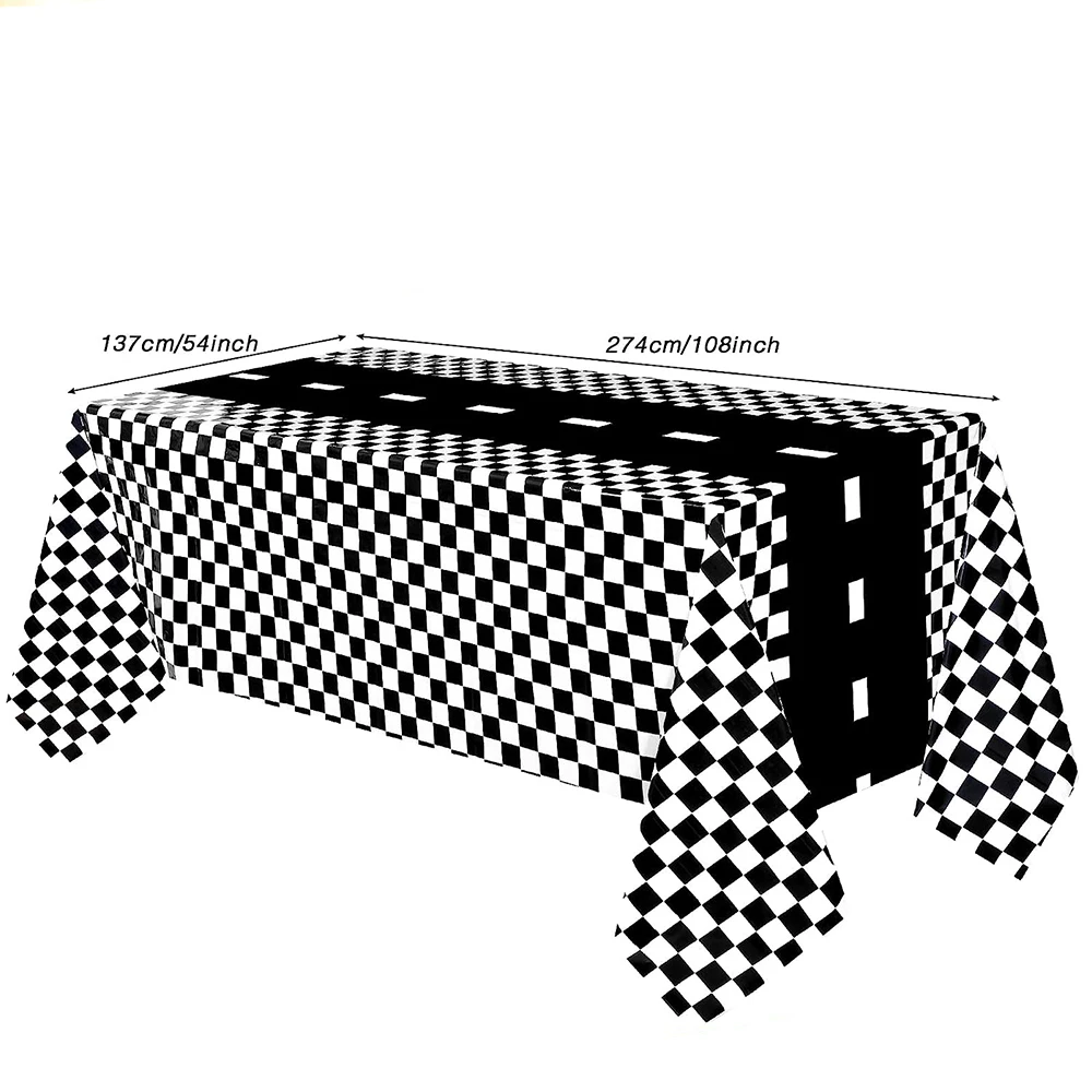 1/2/3pack Racing Car Plastic Tablecloth Black and White Checkered Flag Table Cover Racetrack Tablecloth Racing Party Decorations