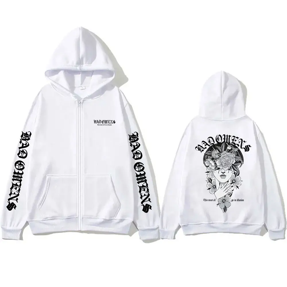 

Bad Omens Do You Feel Love Tour 2026 Zipper Hoodie Men Women Vintage Rock Gothic Zip Up Jacket Male Oversized Zip Up Sweatshirt