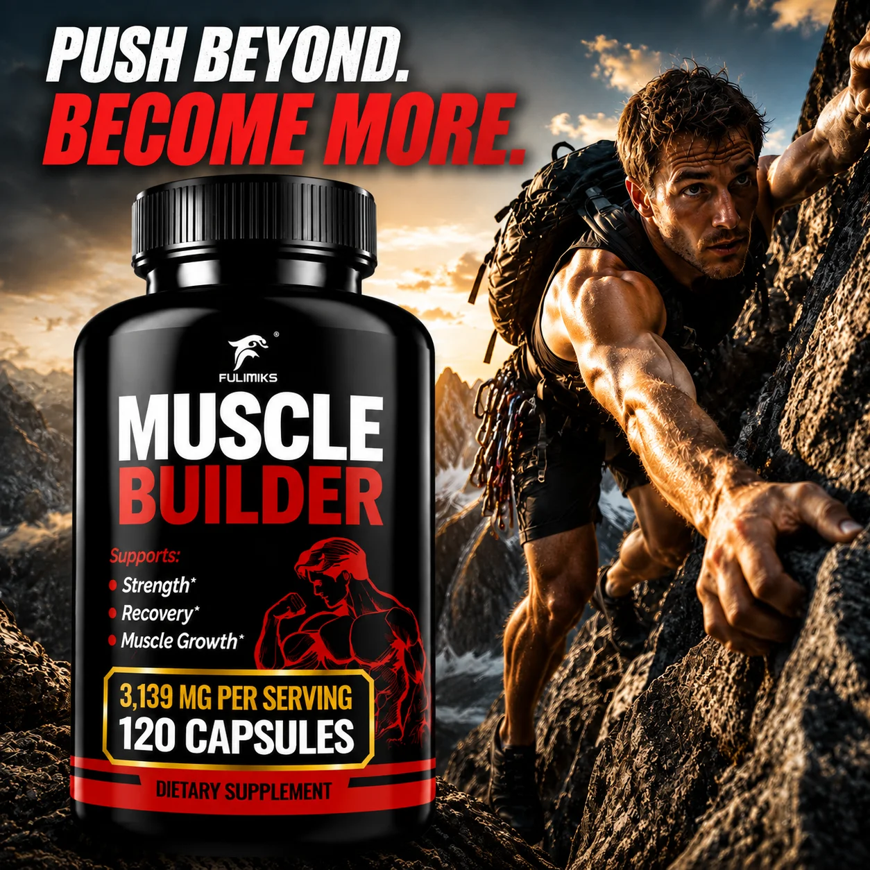 Anabolic Muscle Builder Supplement, 6-in-1, Muscle Builder & Performance Enhancer, Support Muscular Strength & Growth, for Men