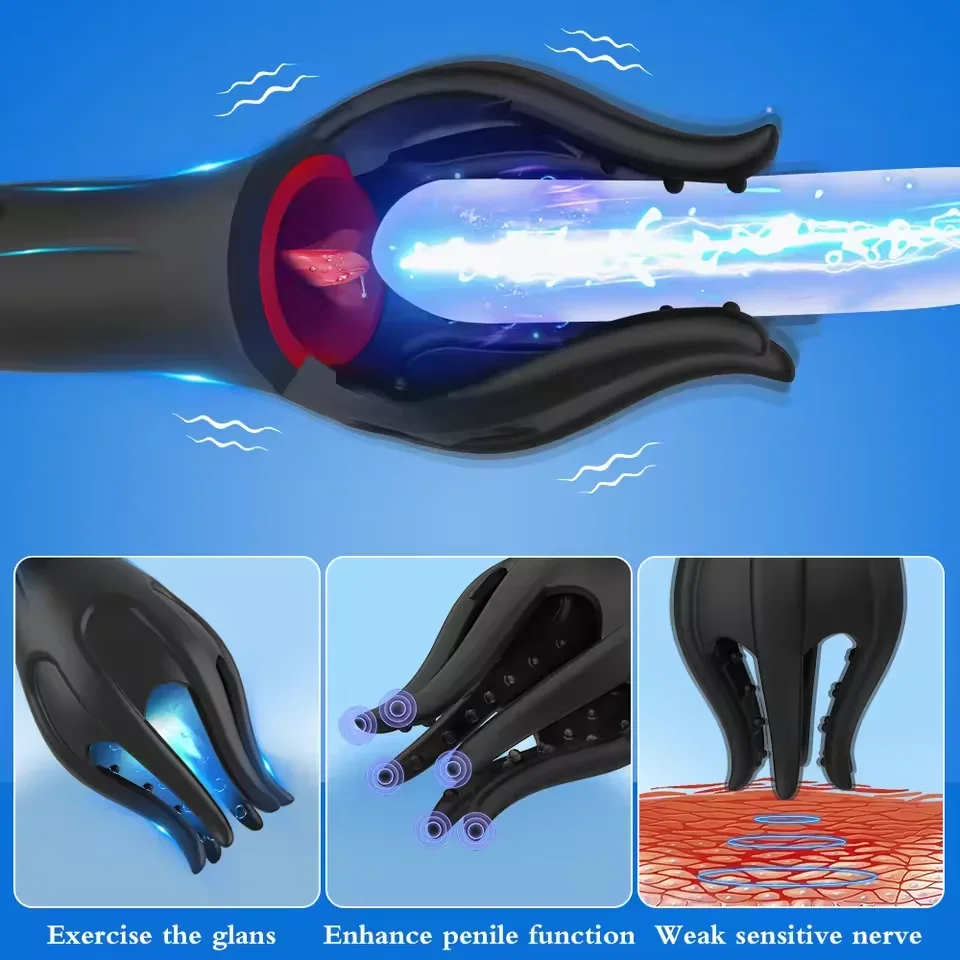 FODRK Glans Trainer Male Penis Massage Tongue Licking Stimulate Oral Vibrator Blowjob Delay Endurance Masturbator Sex Toys - view 4