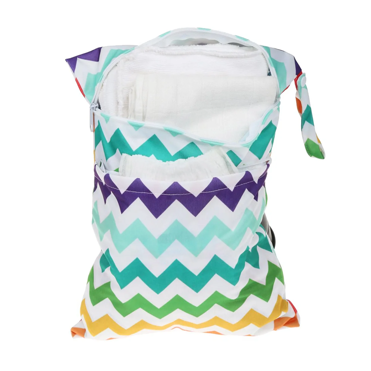 Windeltasche für Kleinkinder, wasserdicht, wiederverwendbar, Doppelreißverschluss, Regenbogen-Design, langlebig, waschbar, leicht zu reinigen, tragbare Aufbewahrung, nass