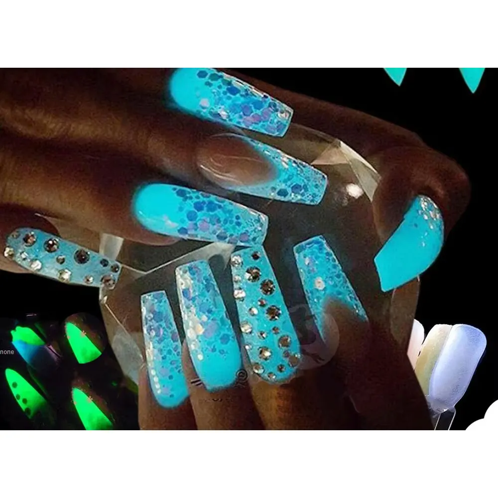 Glow in dark Powder 50g Bright Blue/Green Phosphor Powder Glow in the Dark Powder Luminous Pigment for nail polish,DIY Nail Art
