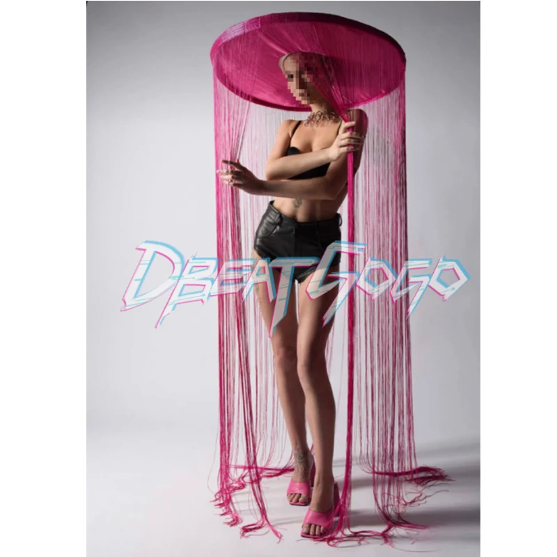 Pregnant woman's hat. Black hat with fringe. Voluminous hat with fringe to the floor. Black boho style hat with a wide brim.