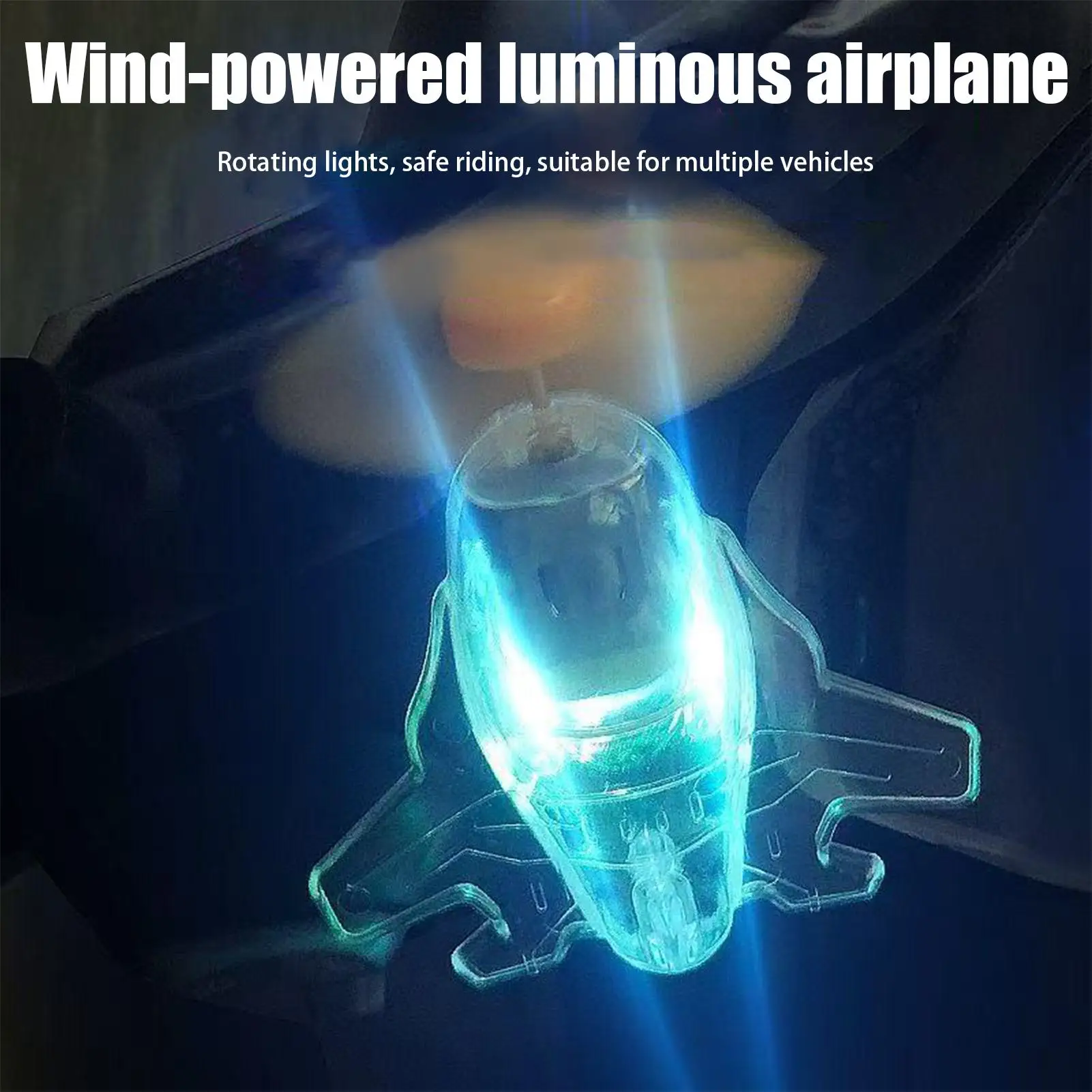 دراجة نارية كهربائية سيارة LED أضواء ملونة تصميم طائرة تعمل بالرياح البلاستيك اكسسوارات السيارات الداخلية الديكور