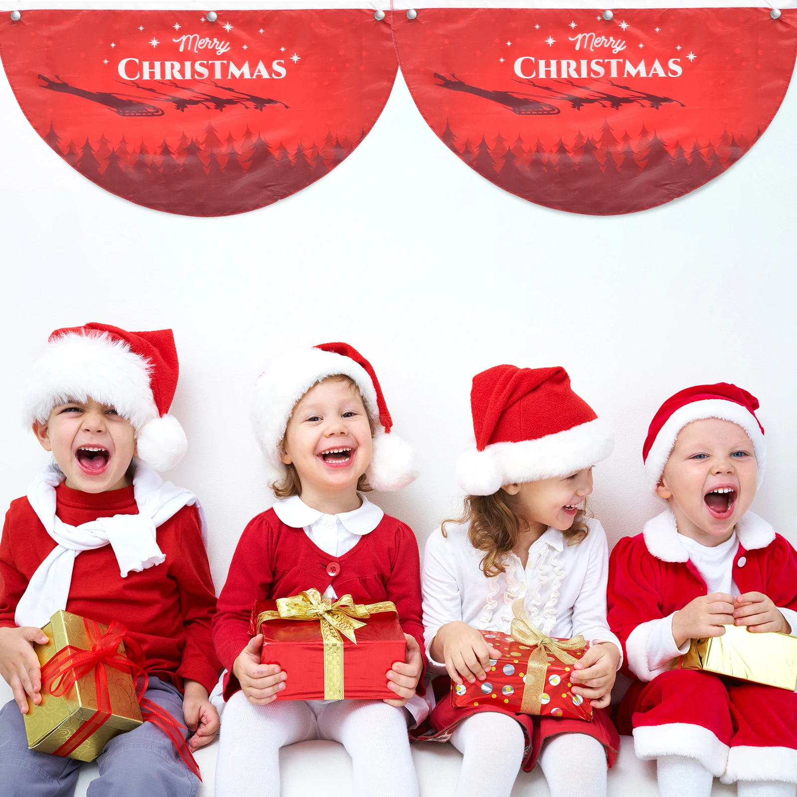 

Buntings for outside Fan Flag Christmas Decoration Xmas Outdoor Decorations Holiday Banners The Polyester