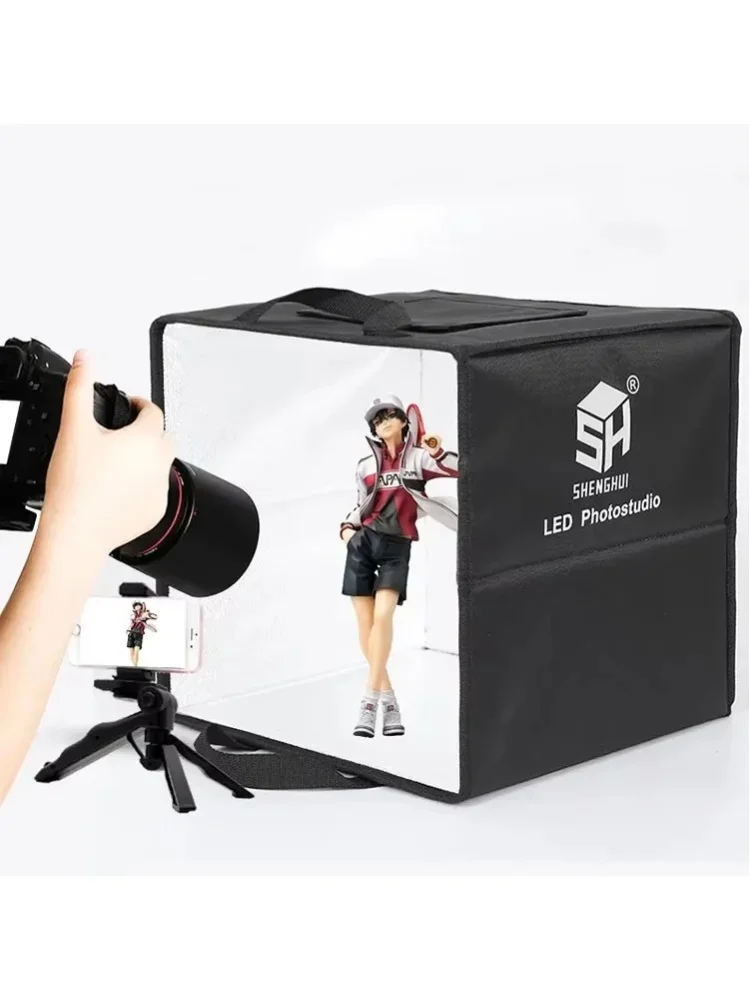 SH Fotograficzna Skrzynka Świetlna Stołowa z 6 Kolorowymi Tłami, Przenośne Studio Fotograficzne na Biurko, Miękka Skrzynka do Zdjęć, Namiot do Fotografowania — 2