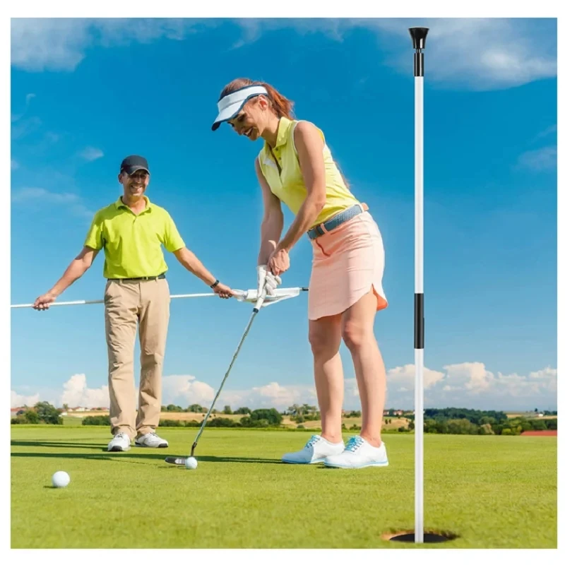 Golf Flagstick Practice Putting Green Flag Stick for Yard Golf Pole Pin Flagpole Portable 2-Section Design