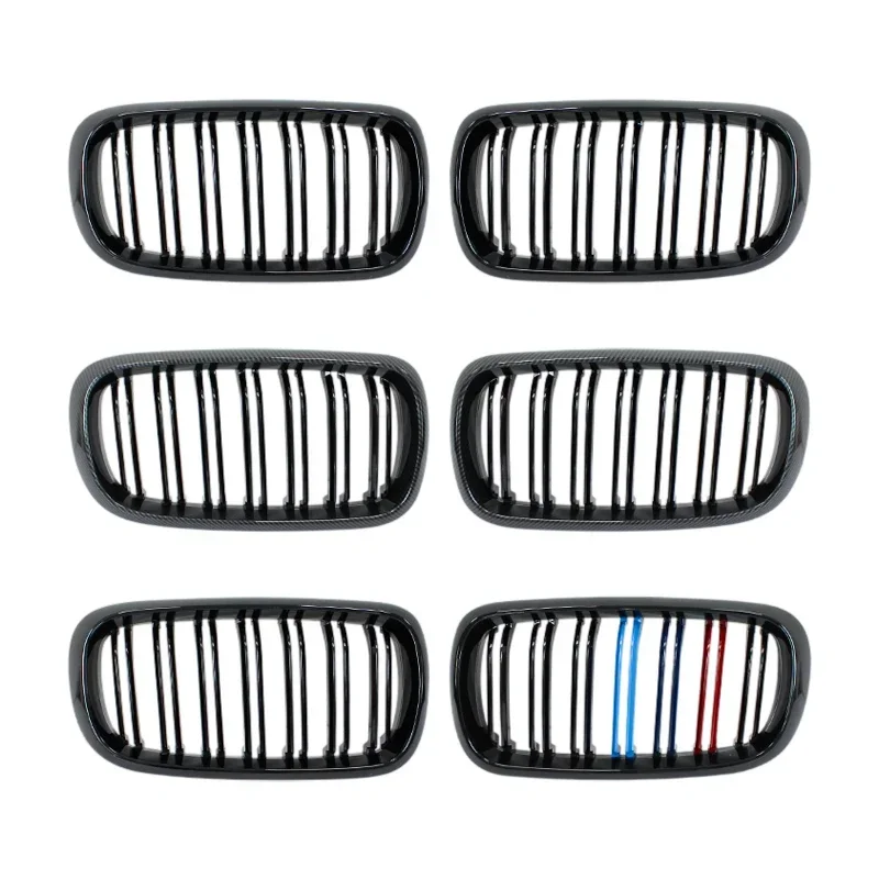 Griglia a doppia stecca per rene anteriore in stile carbonio nero lucido per BMW X5 F15 X6 F16 X5M F85 X6M F86 Accessori auto