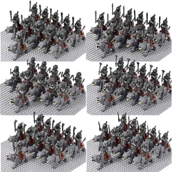 MOC Uruk-hai Orc Army Group Orcus Figures with Grey Wolf Mount Model Building Blocks LOTR Bricks Medieval Toys for Children gift