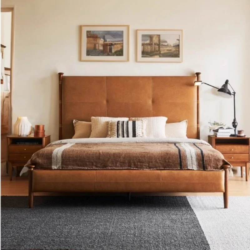 

Tall Headboard Double Bed Frame Wood Modern Nightstands Under Storage Bed Frame Queen Size Luxury Cama De Casal Home Furniture