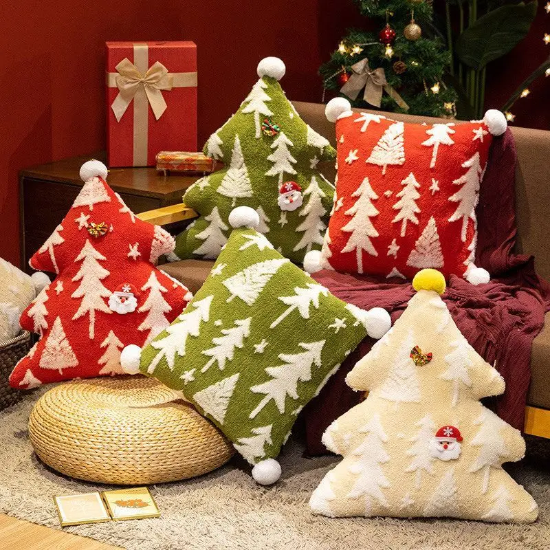 

Christmas Pillow Living Room New Holiday Decoration Waist Support Christmas Tree Square Pillow Sofa Cushion Pillow Home Furnishi