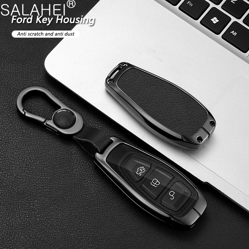 Zinc Alloy Leather Car Key Case Cover Shell Holder Full Protection For Ford Fiesta Focus Mondeo Ecosport Kuga Keychain Accessory