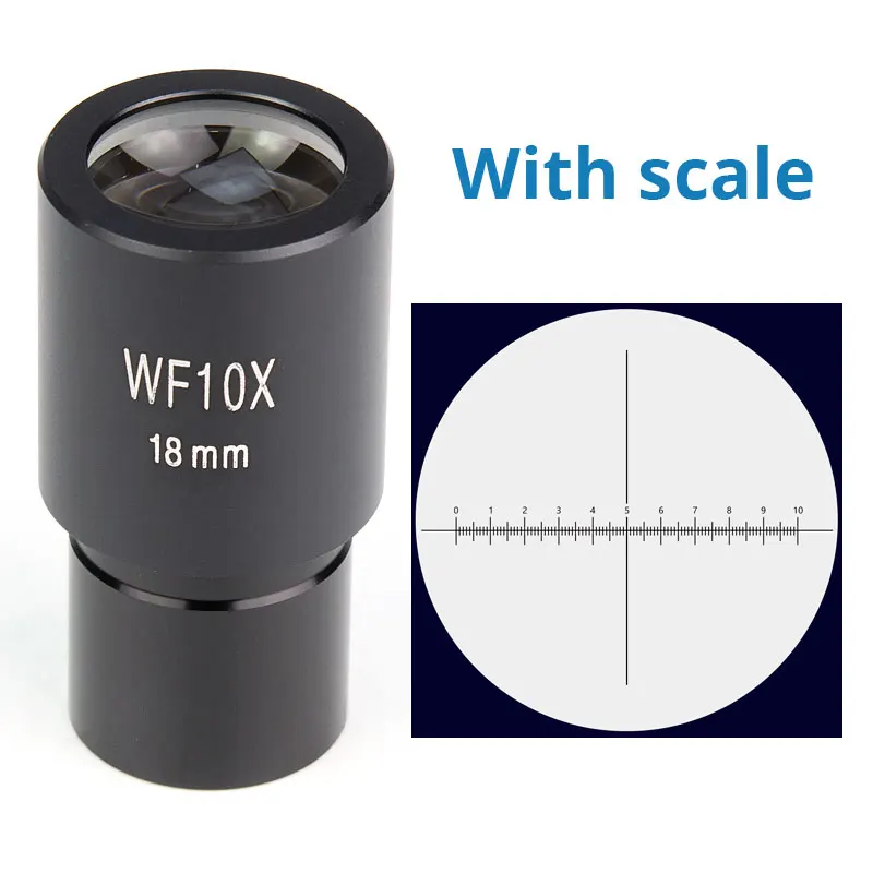 1pc WF10X 18mm Biological Microscope Wide field Eyepiece Optical Lens 23.2mm With Micrometer Scale Microsco Wide Angle Eyepiece