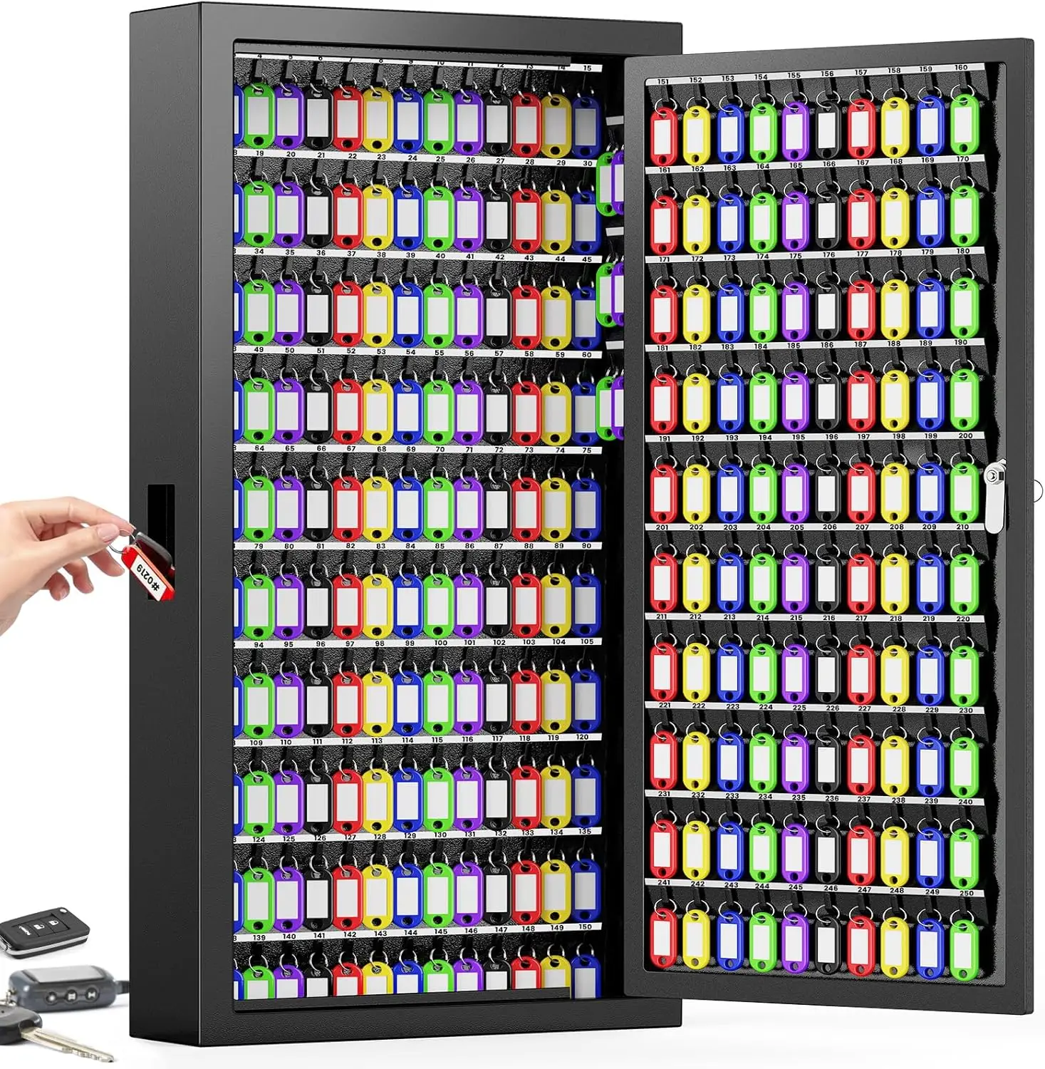 

Wall Mount Key Lock Box with 24 Hooks and Key Tags, Anti-Theft Safe for Home Office Garage Rental