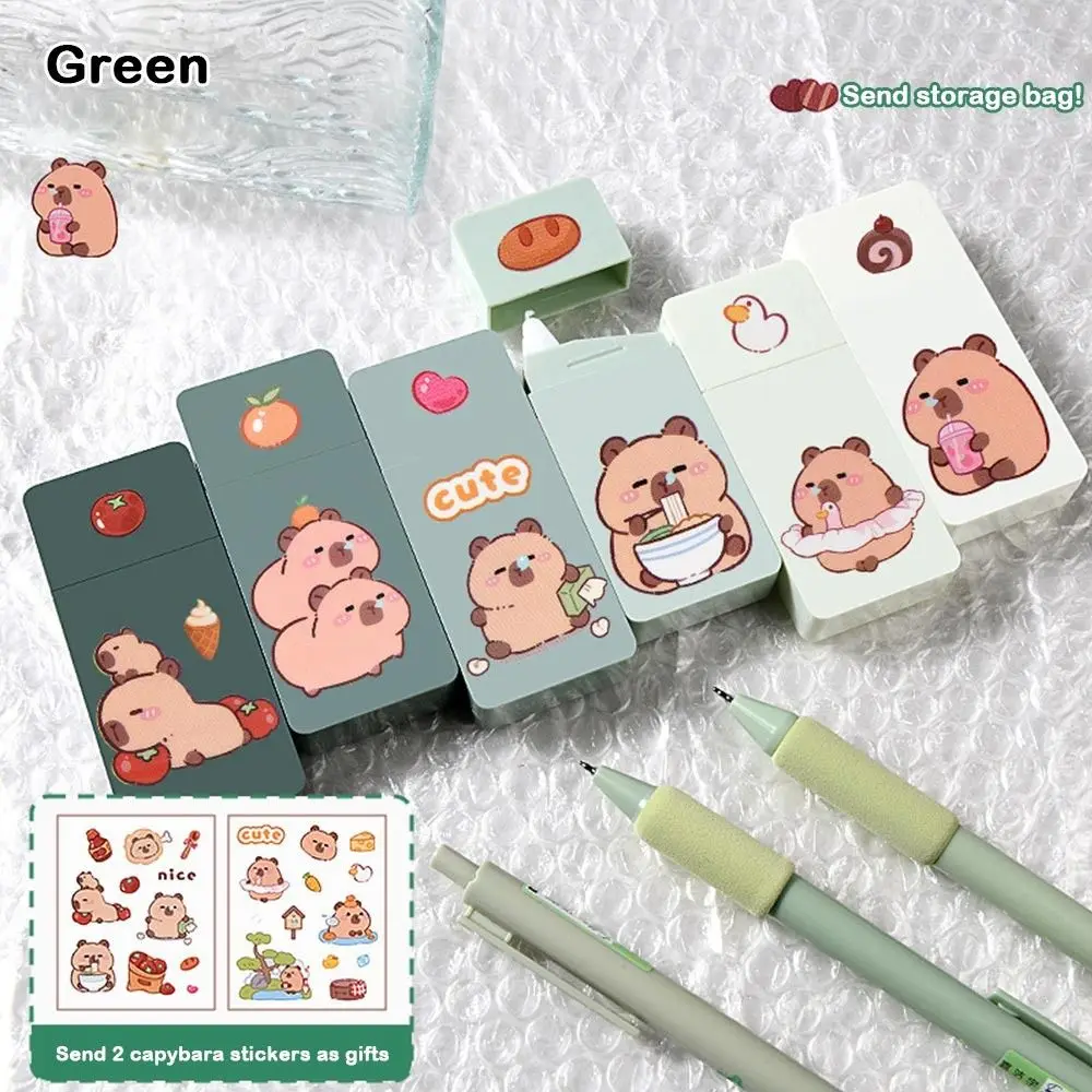 6Pcs/Set Gradient Color Capybara Correction Tape Large Capacity Cartoon Silent Coating Tape Cute Smooth Correction Stationery