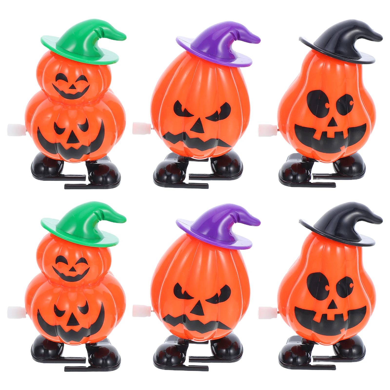 6 pçs abóbora relógio brinquedos em massa guloseimas de halloween para crianças wind-up falso pequenas abóboras goody saco enchimento dupla camada